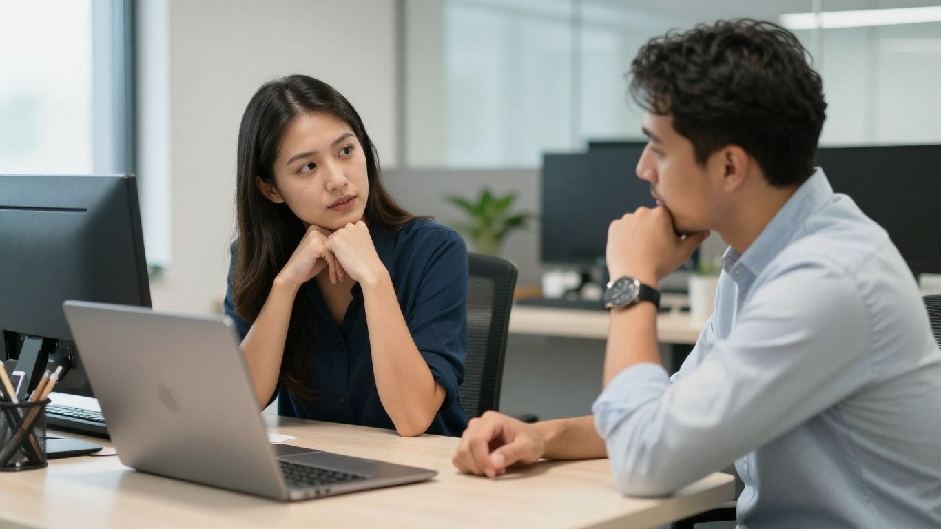 Employee reviewing privacy settings with a manager