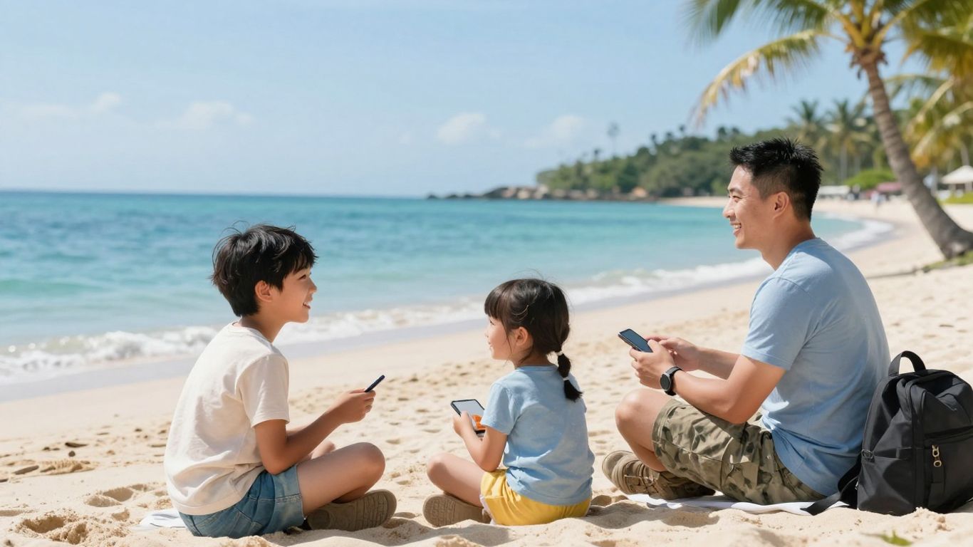 Military family enjoying a beach vacation