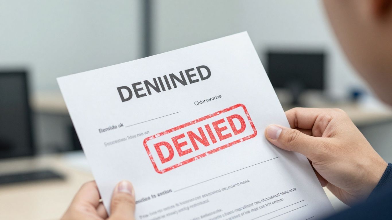 Denied insurance claim form with a red 'DENIED' stamp.