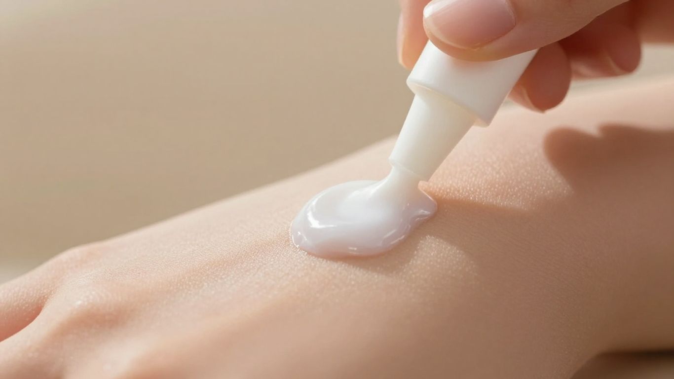 A close-up shot of lightweight, translucent primer being squeezed onto clean fingertips.