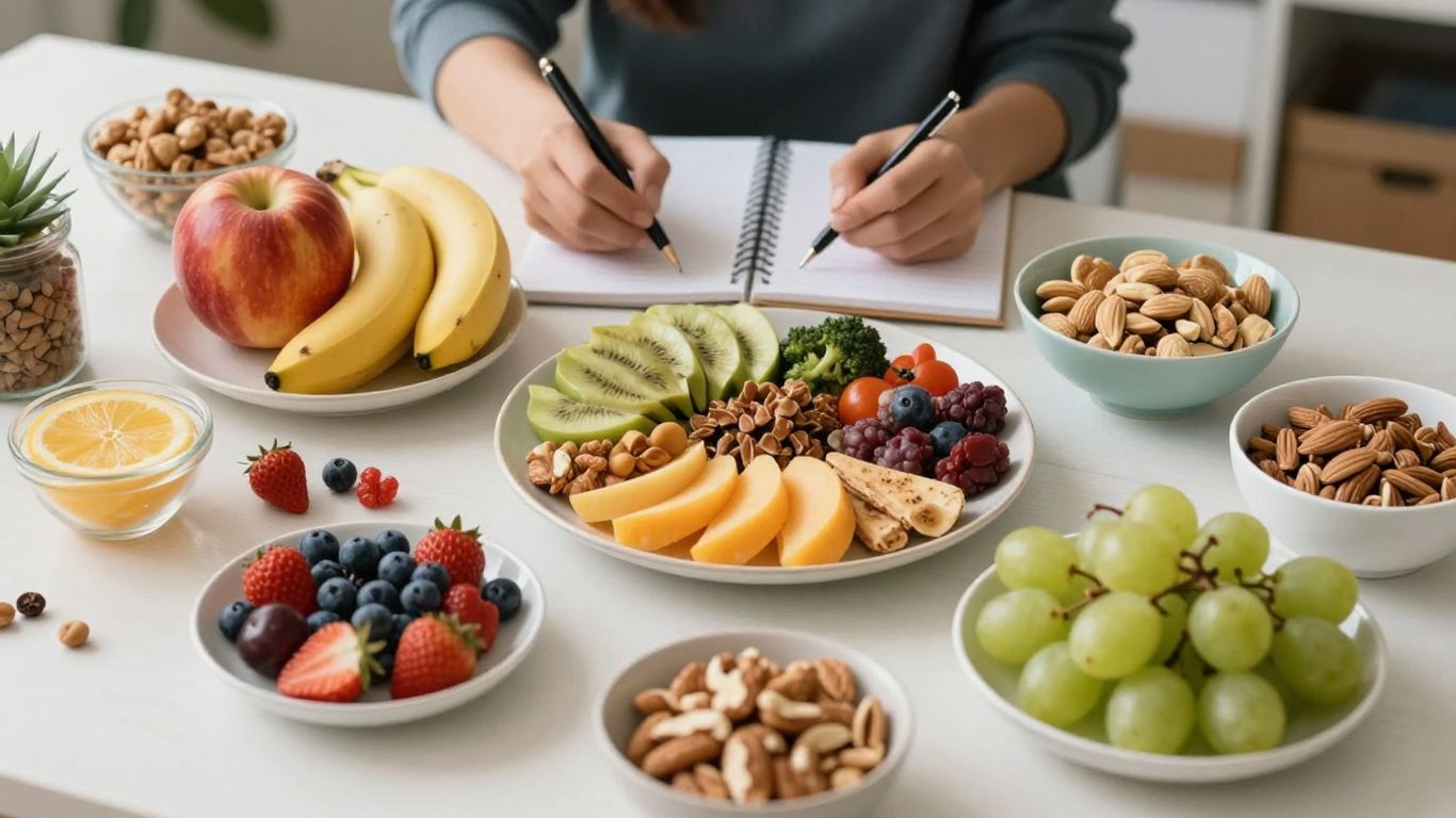 Healthy food and snacks for exam week study.