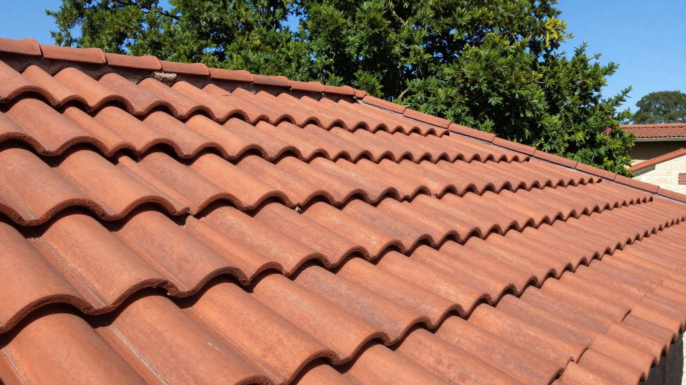 Terracotta tile roof on a Central Texas home.