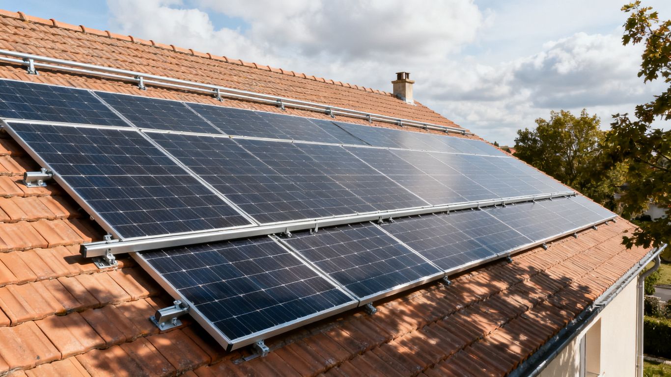 Modules solaires ajustés à une toiture résidentielle