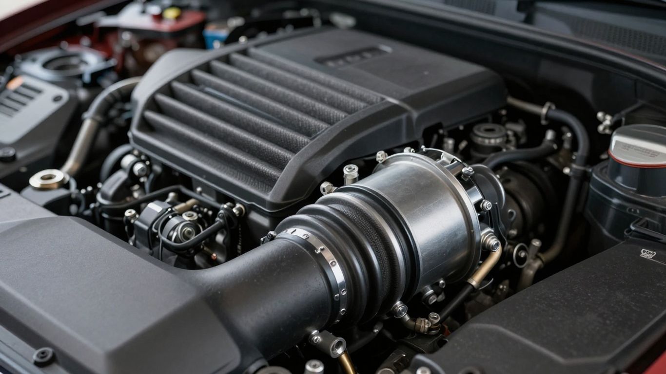 Audi engine bay with MAF sensor intake