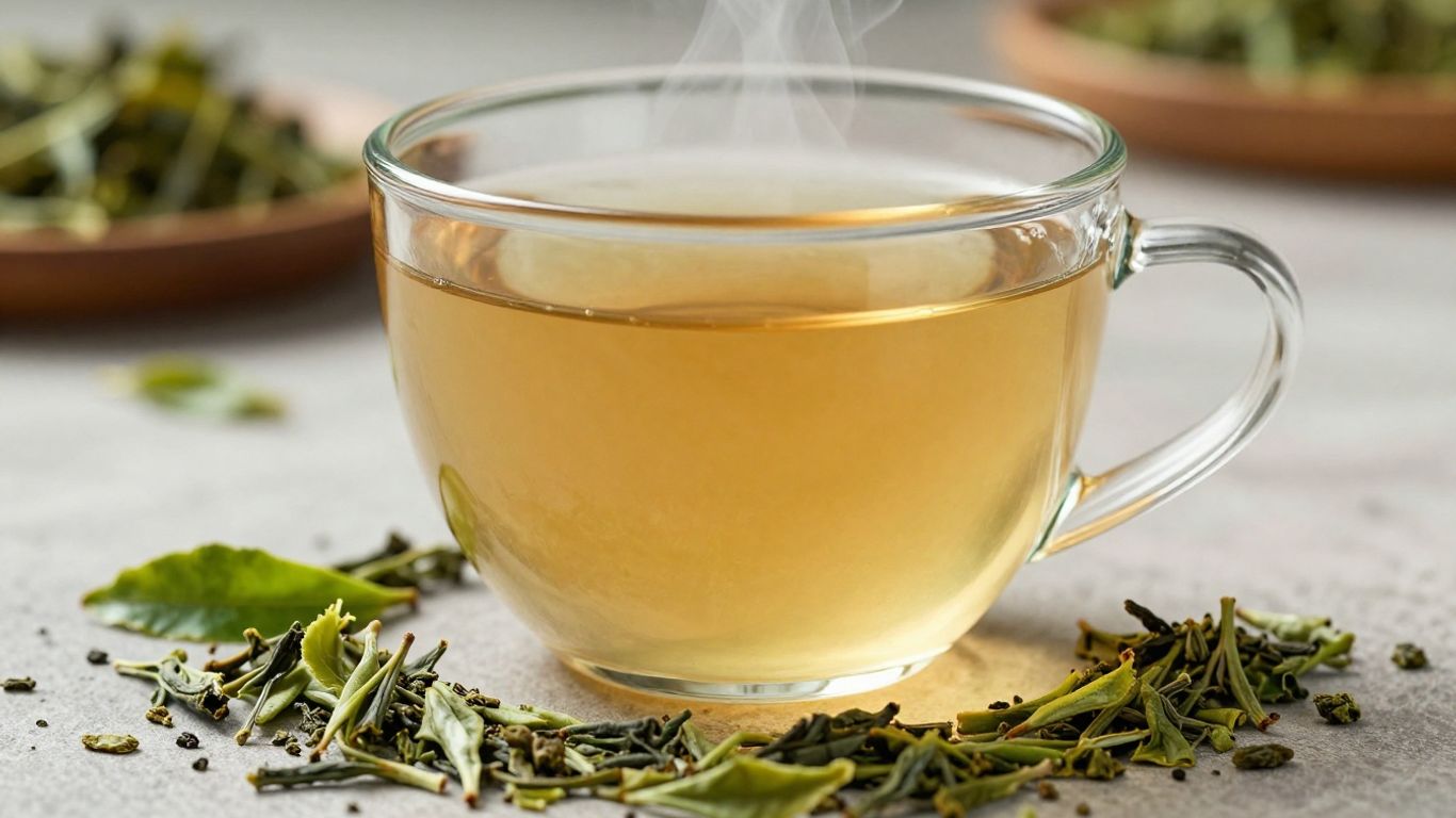 Herbalife tea cup with green leaves.