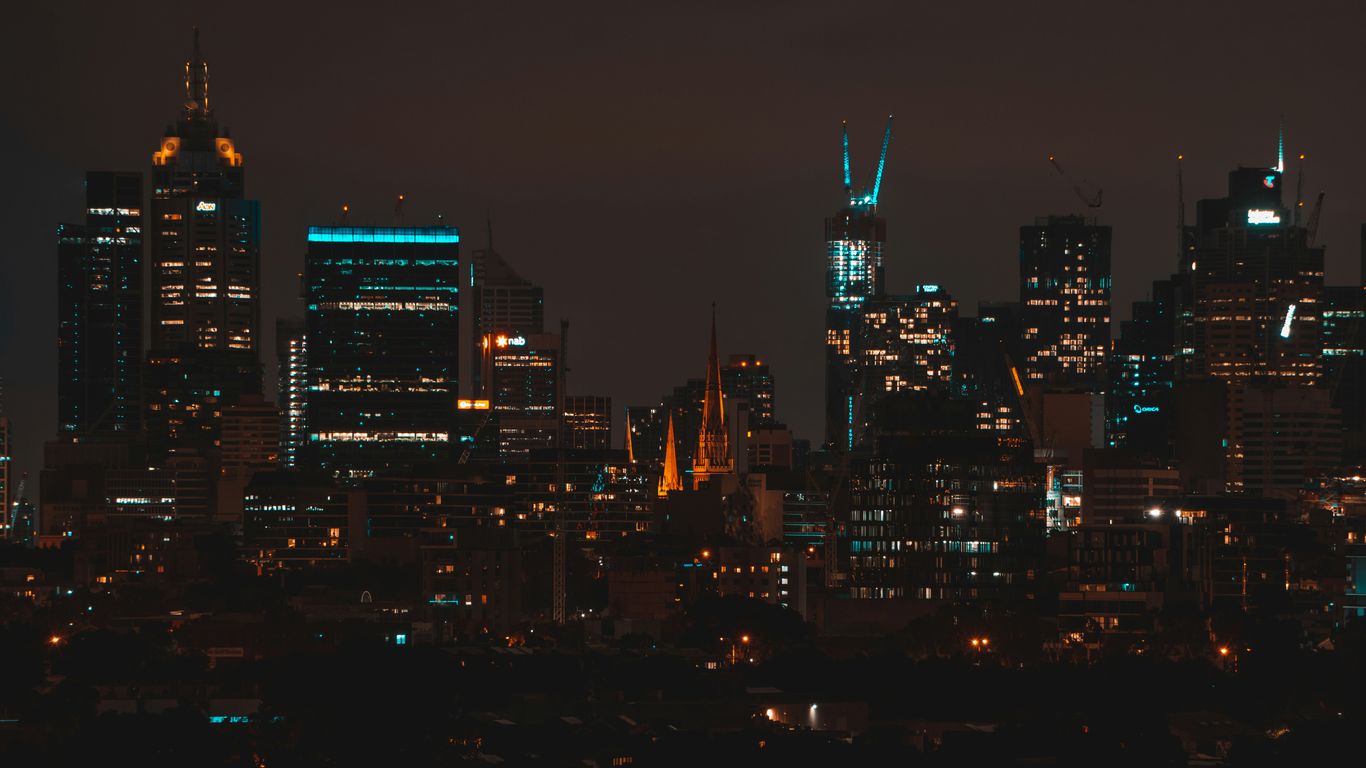 city skyline during night time