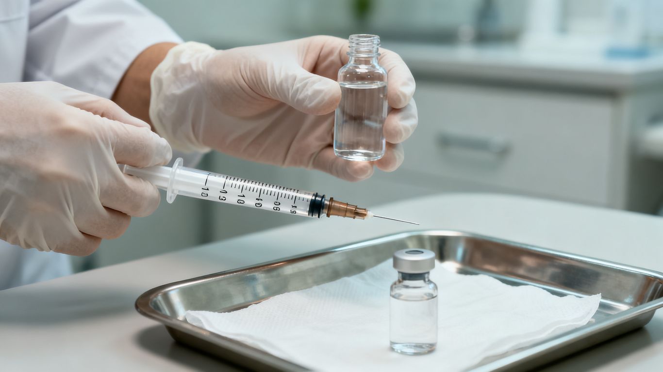 Prepared injectable solution and measured syringe