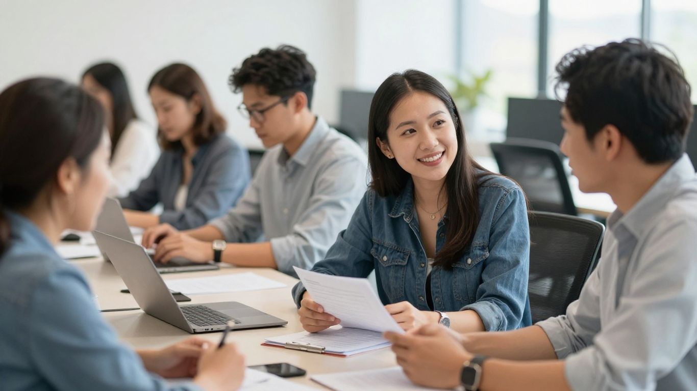 Employees preparing for career conversations