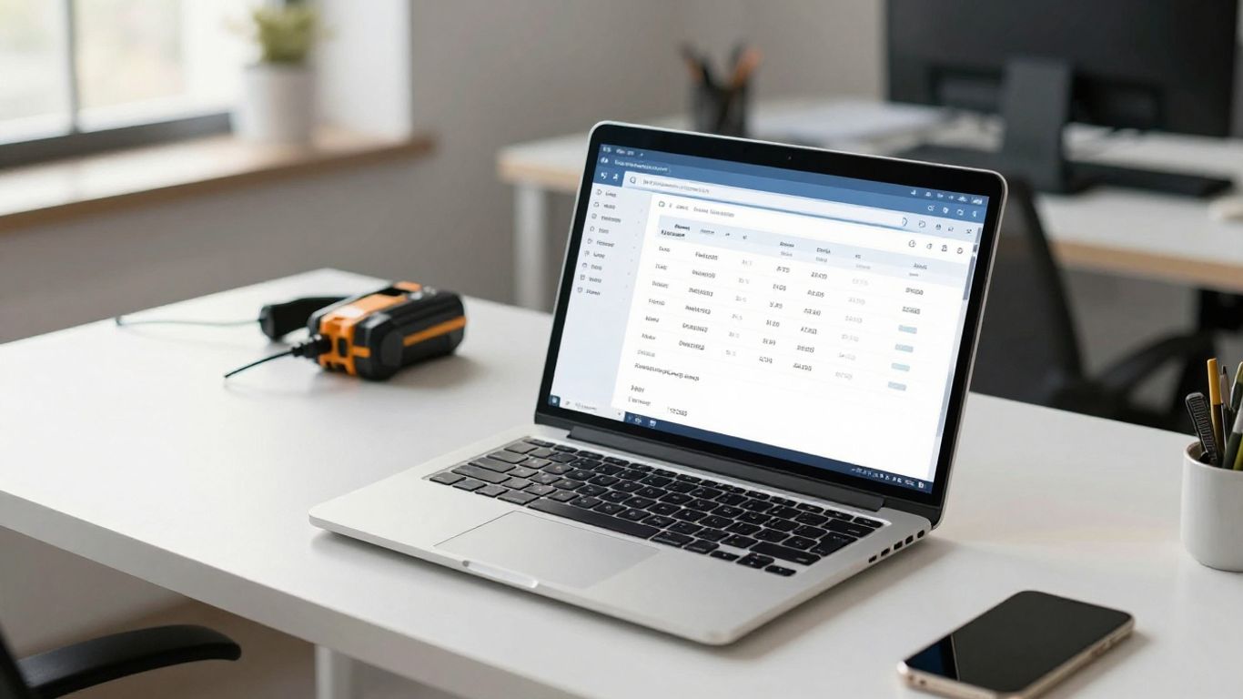 Knowify invoicing software on a laptop.