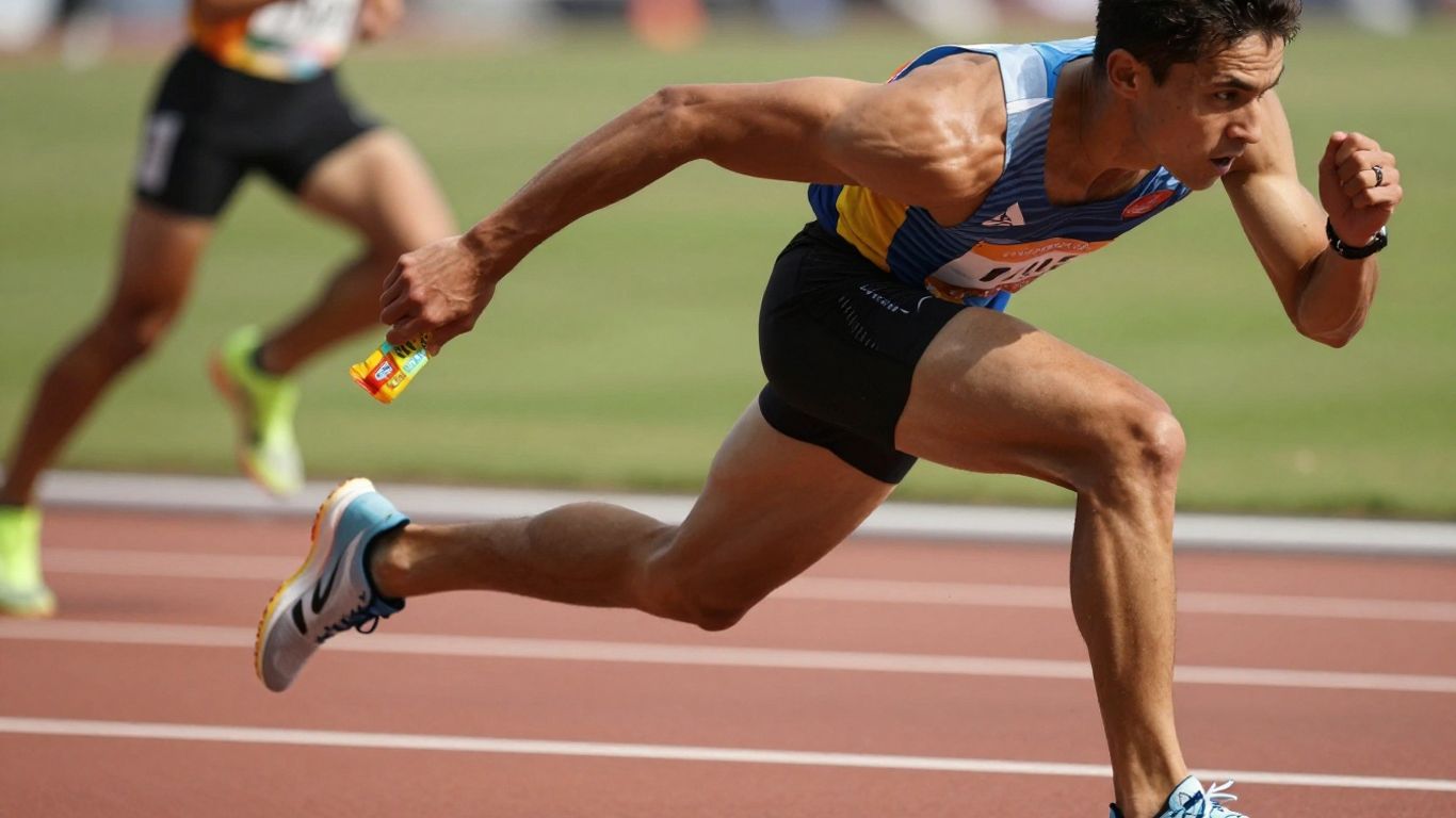 Runner reaching for Precision Fuel 30 energy gel packet.
