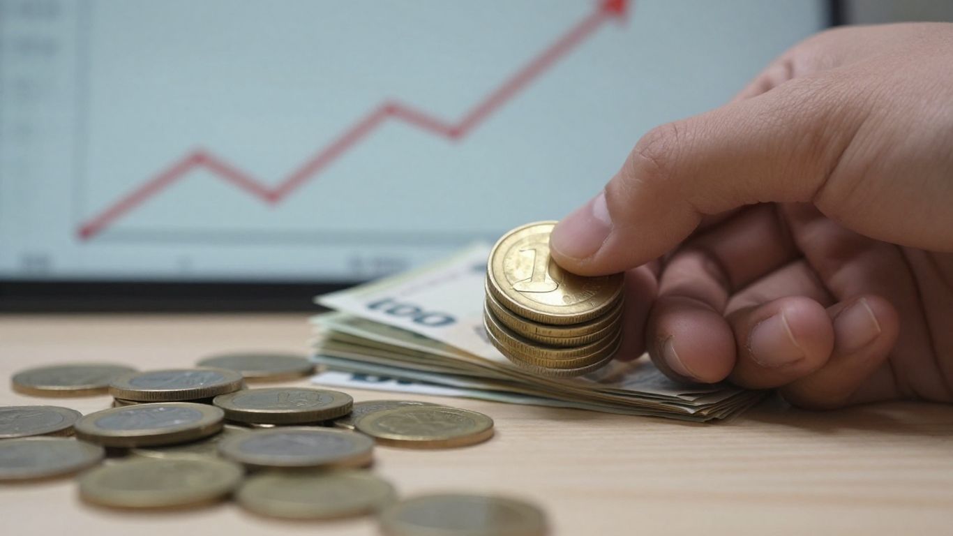 Persona evaluando dinero y crecimiento financiero.