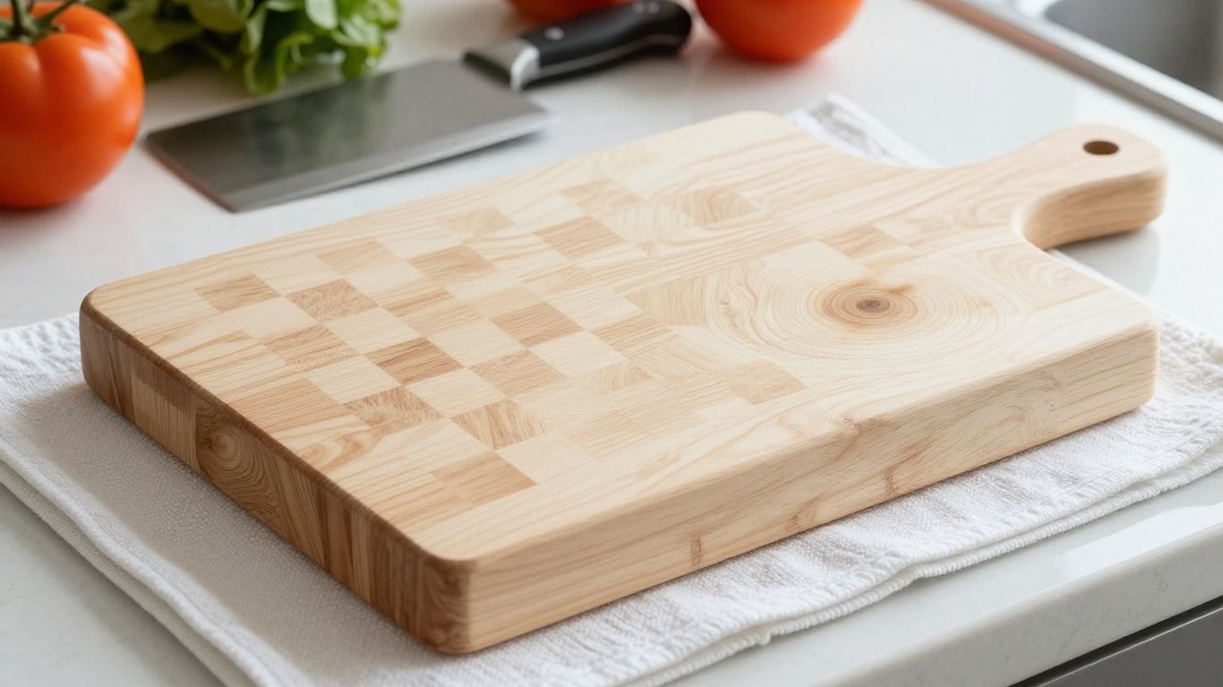 Stable cutting board on a clean kitchen counter