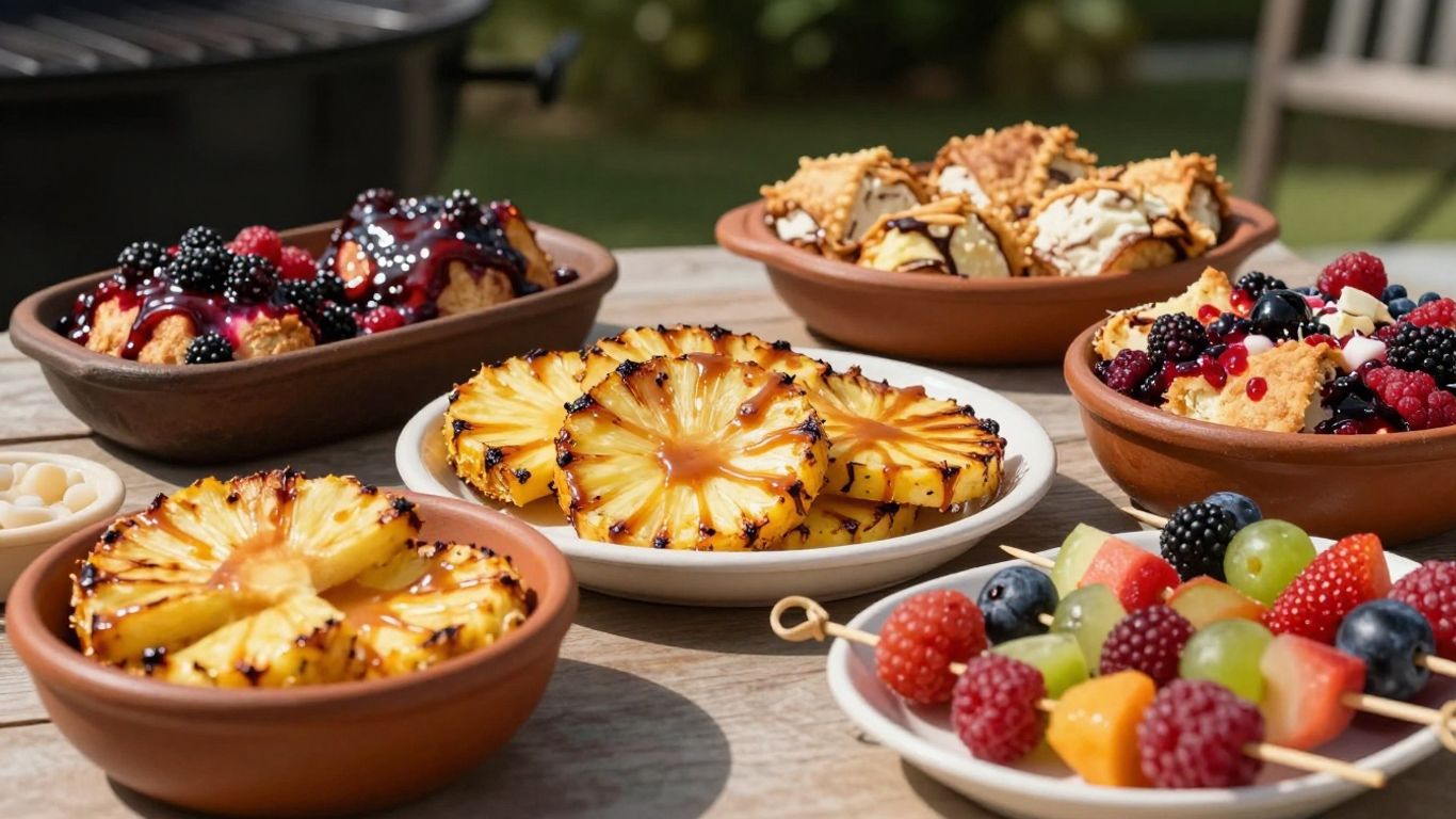 Assortment of colorful and refreshing BBQ desserts for summer.