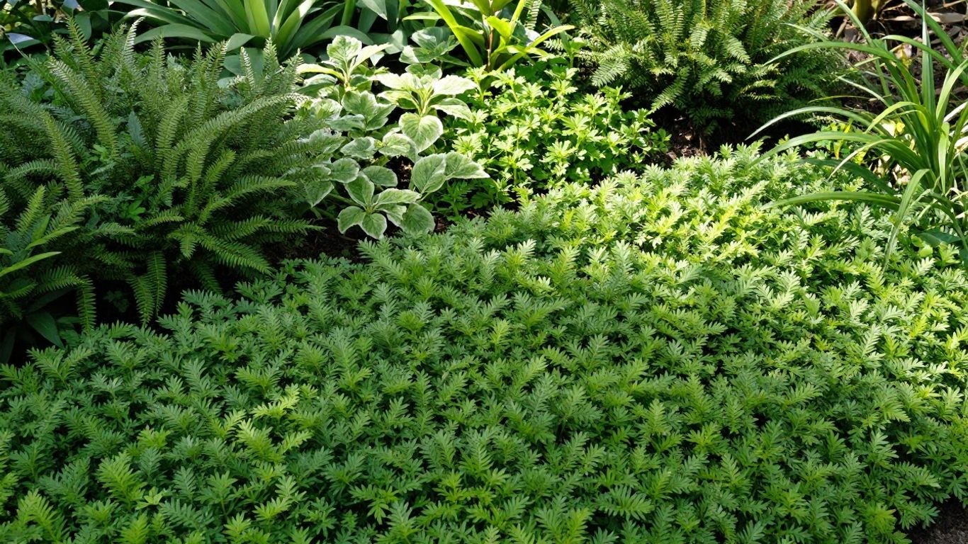 Grüner Bodendecker im Garten