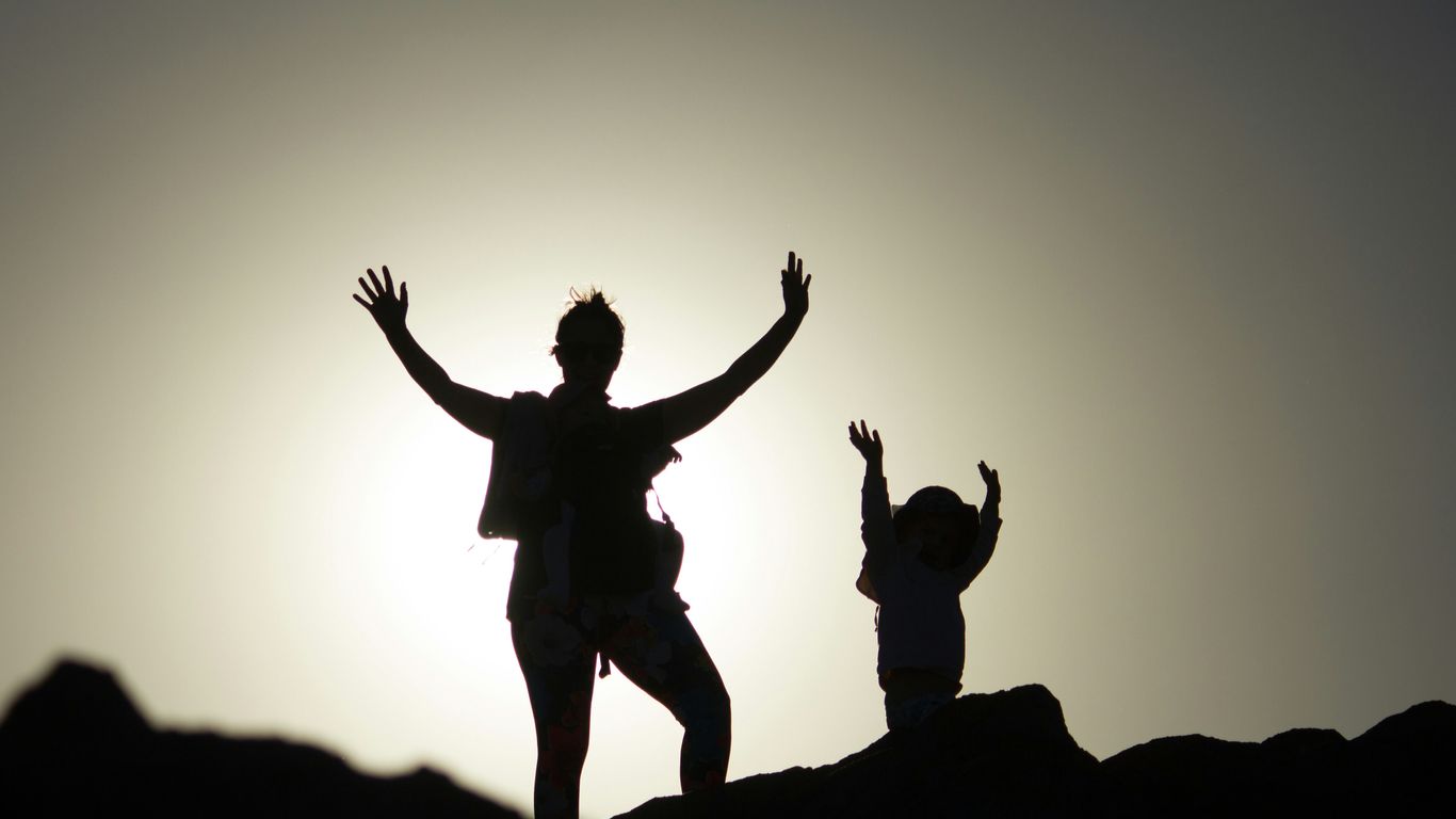 silhouette photo of two person
