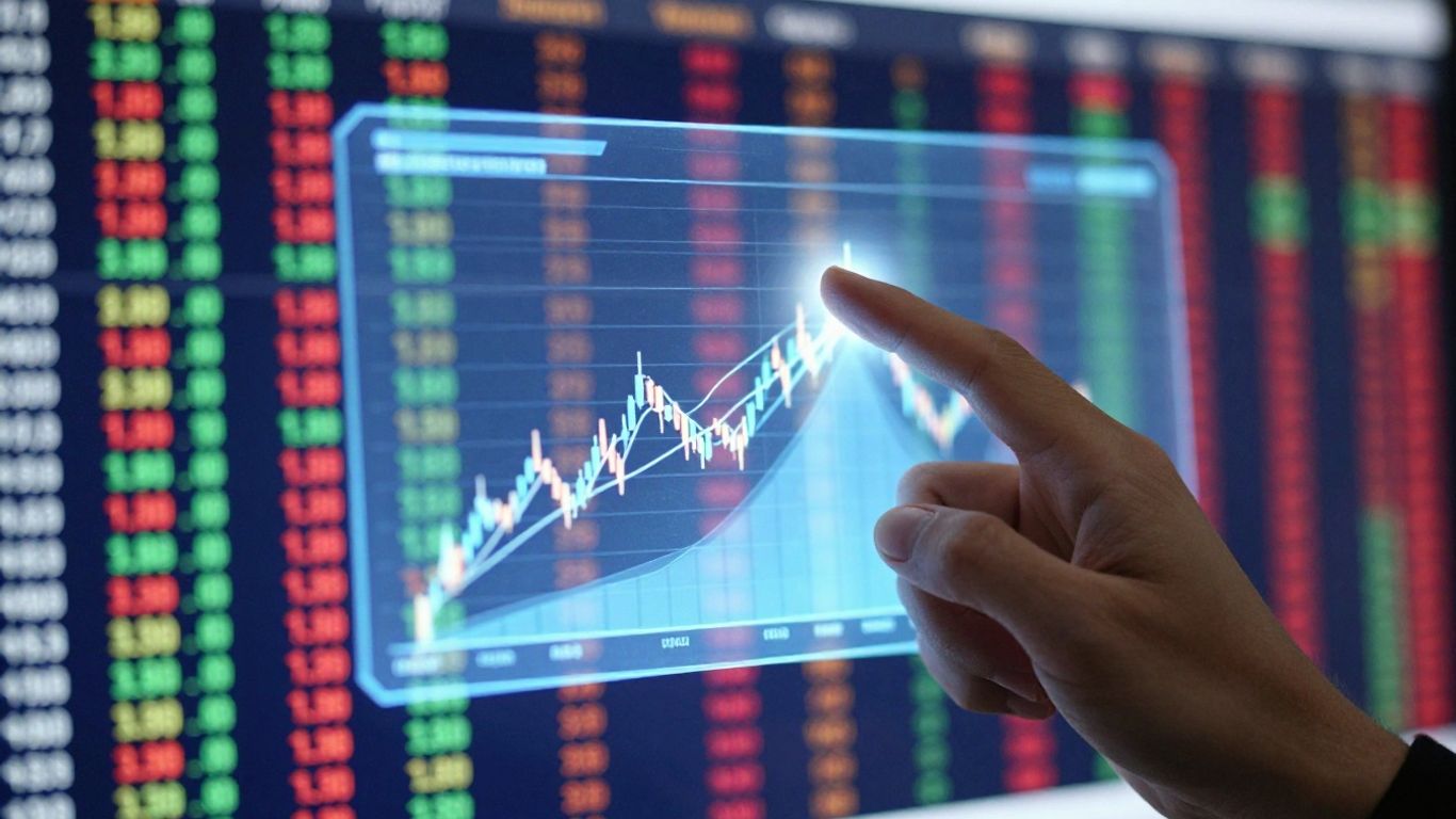 Financial trading strategy analysis with futuristic interface.