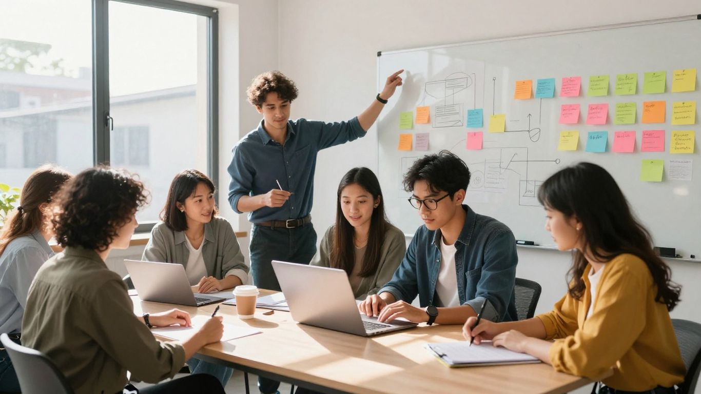 Team collaborating on digital marketing strategy with Ahrefs.