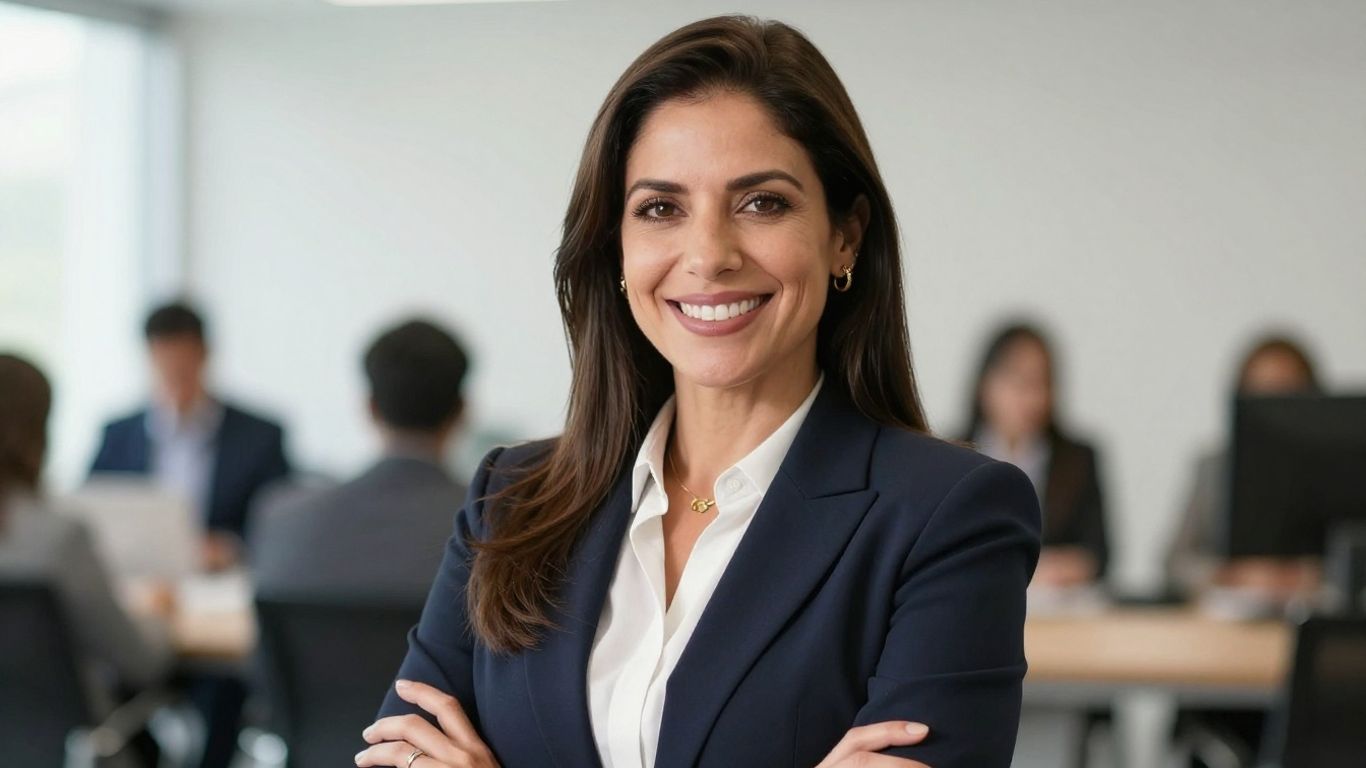 Karla Medellín sonriendo en un entorno profesional.