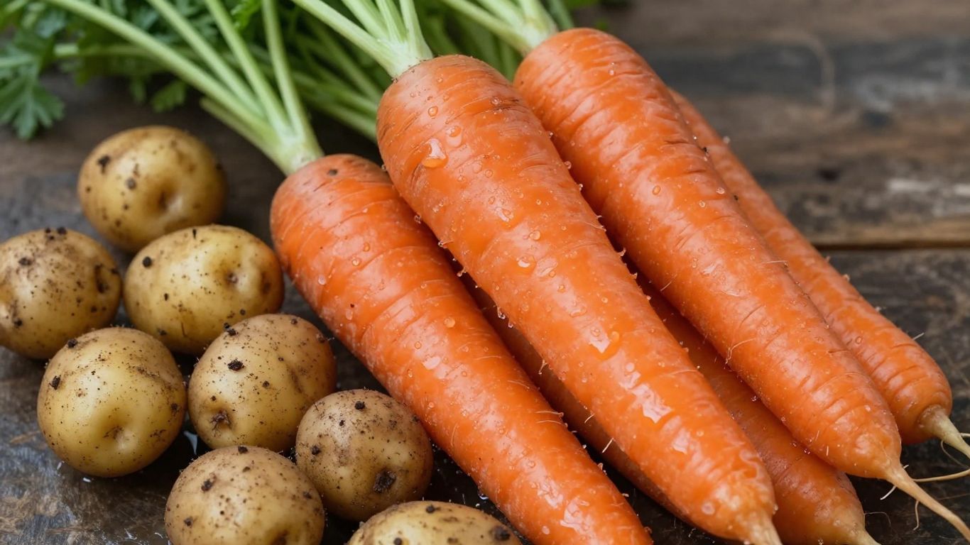 Biologische aardappelen en wortels, vers van het land.