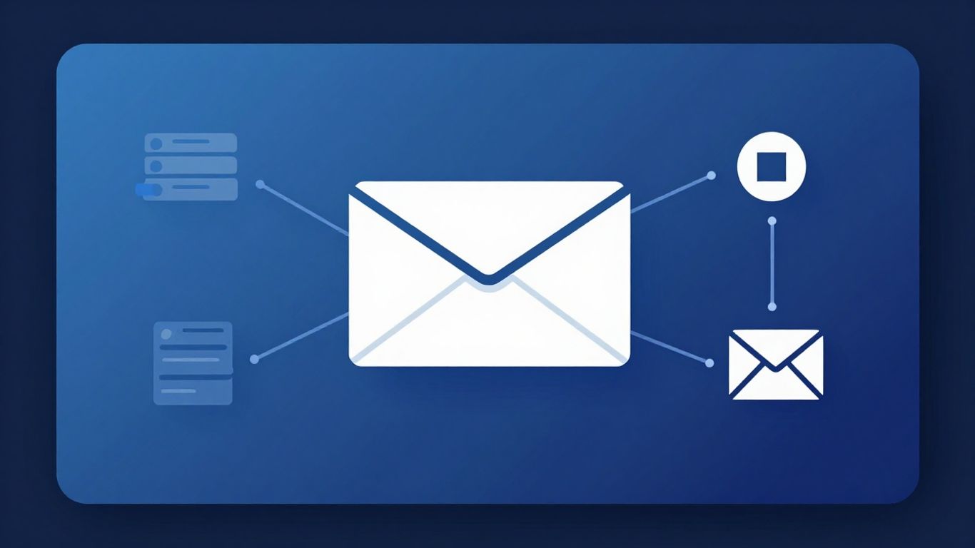 Secure email certificate check with server and envelope icons