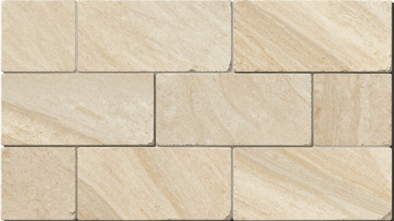 Sketch of warm-toned travertine tiles with natural veining.