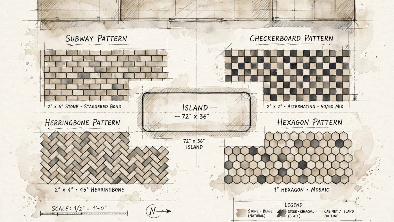 Kitchen tile layout pattern drawing