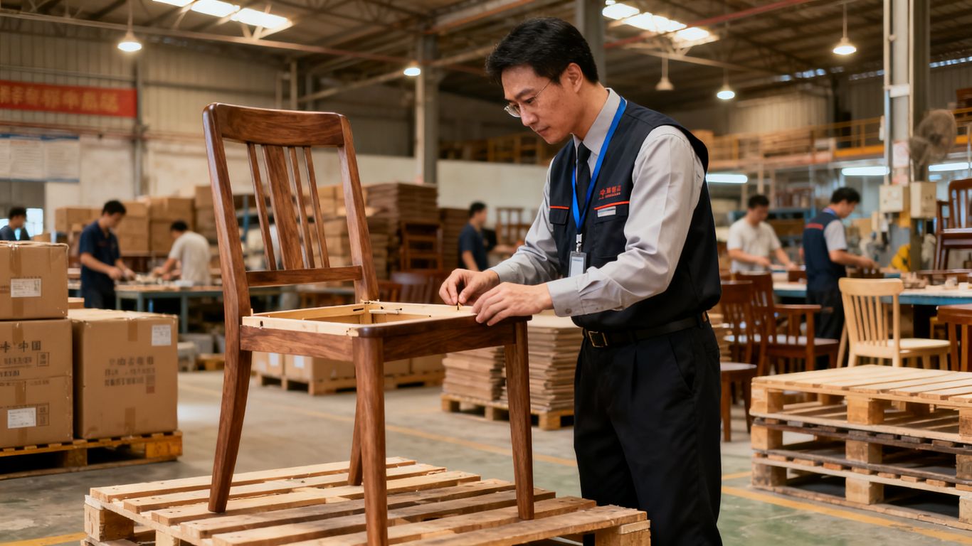 Reviewing bulk furniture pricing and minimum order quantities Warehouse supervisor examining bulk furniture pricing and MOQs