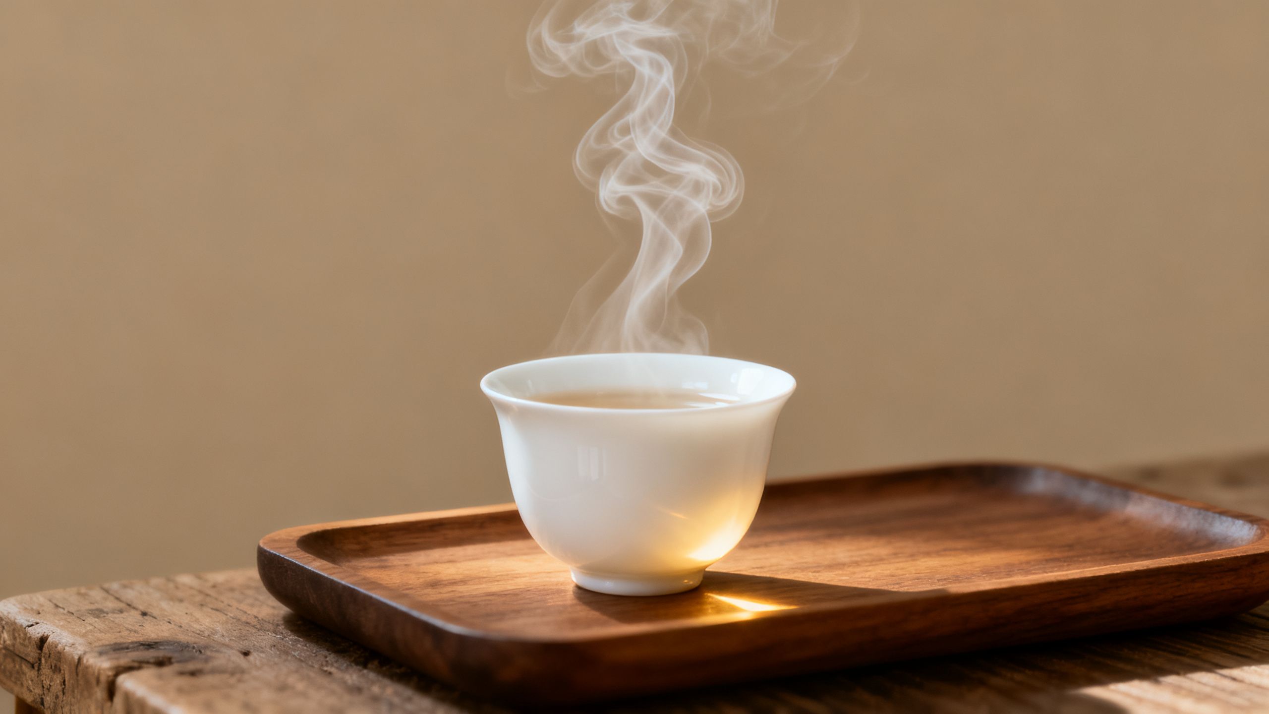 Une tasse de thé fumante préparée avec soin, symbolisant un rituel de bien-être naturel.