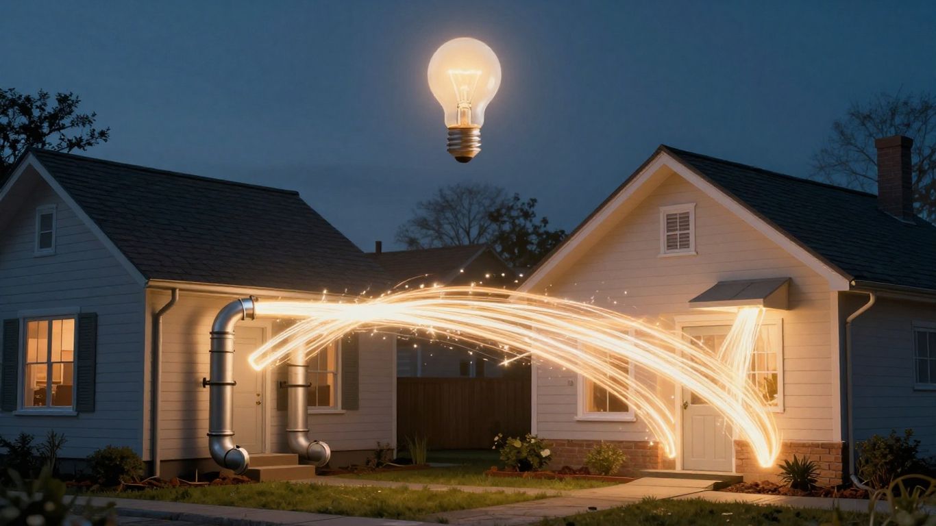 House with energy drains and boosts visualized.