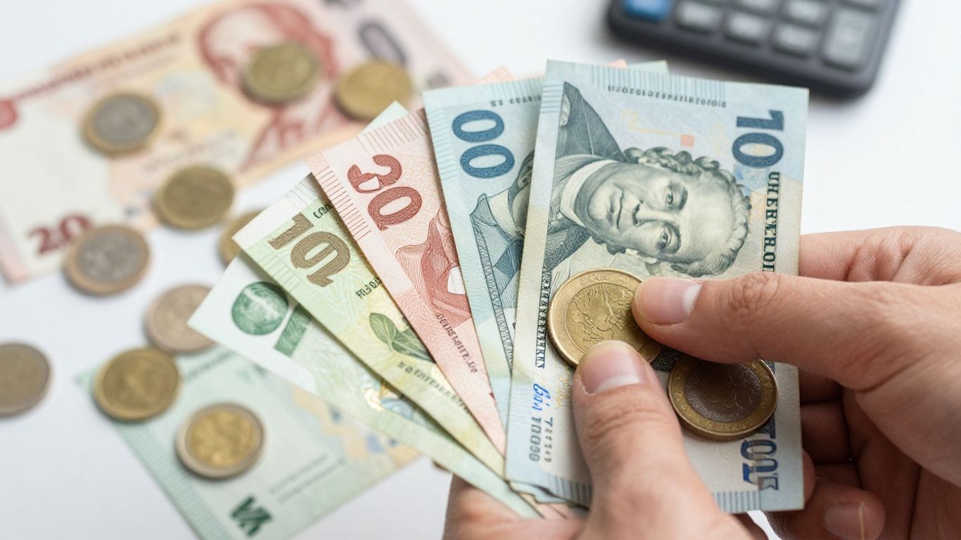 Financial growth with coins and banknotes.