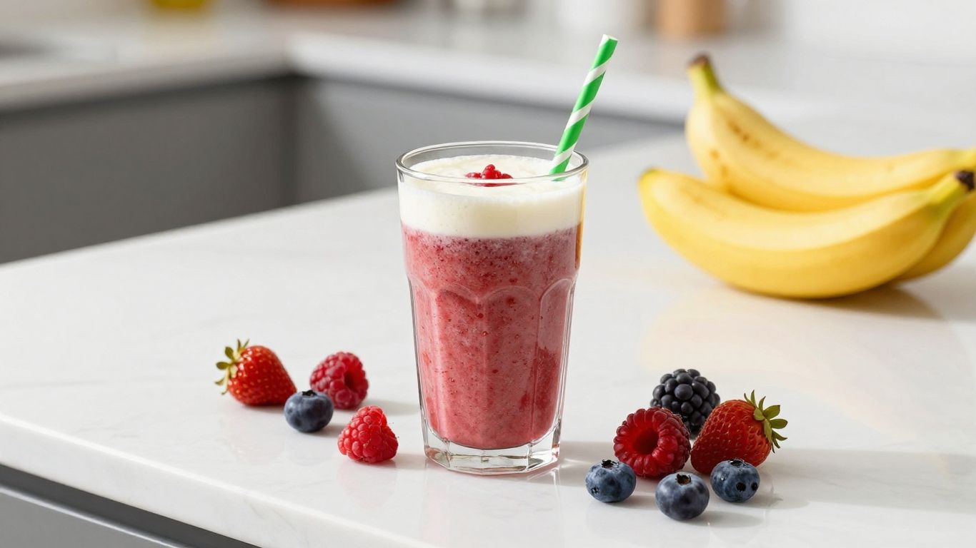 Herbalife shake with fresh fruits and ingredients.