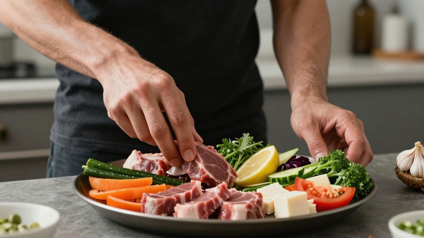 Protein-rich meal preparation with lean meats and vegetables.
