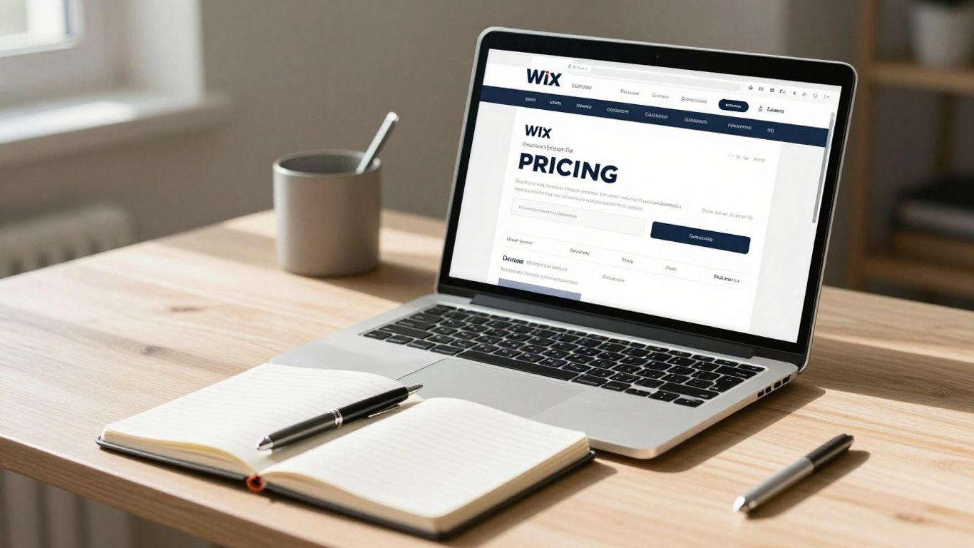 Wix pricing plans on a laptop screen.