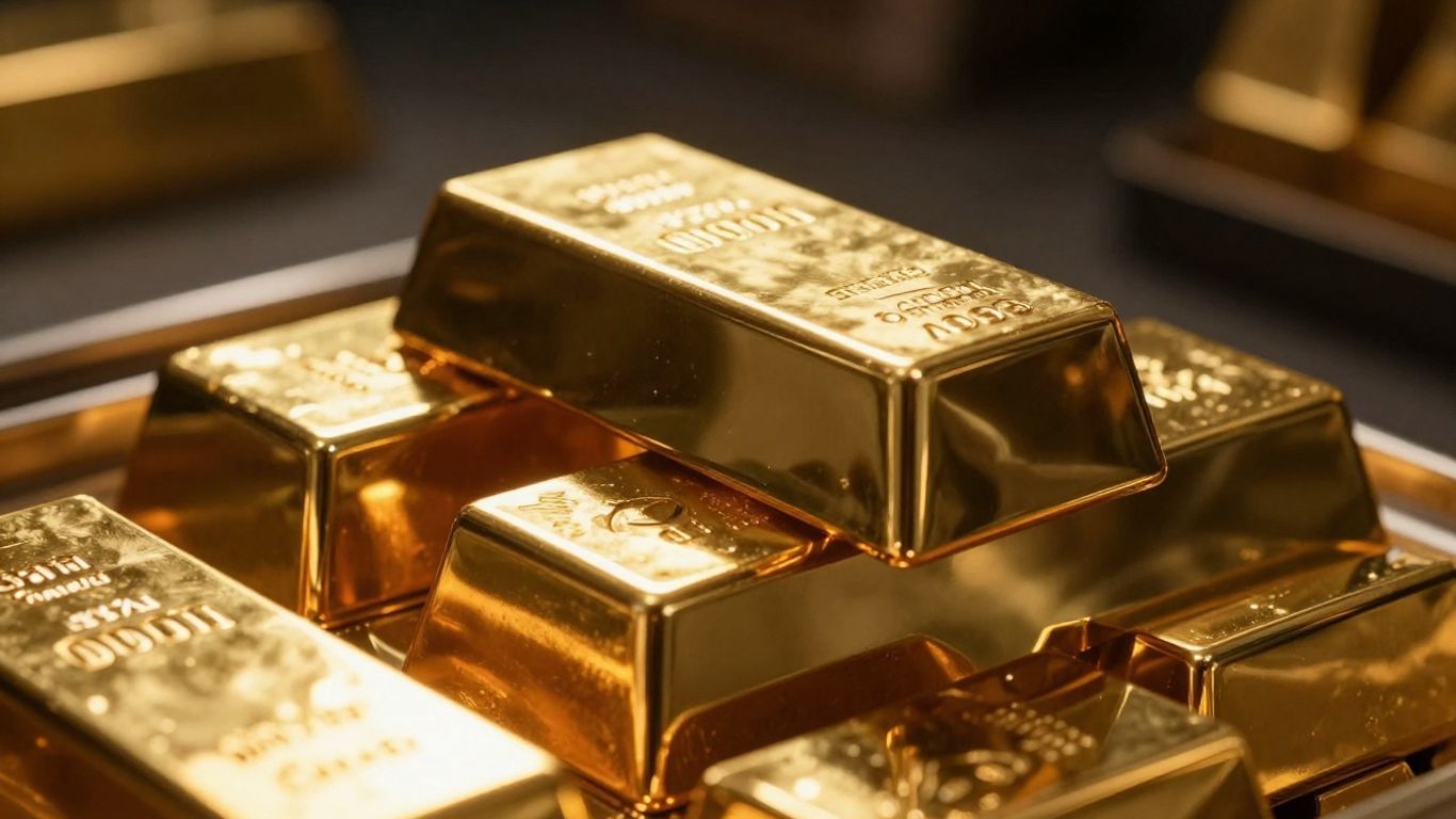 堆放在保險箱中的金條。