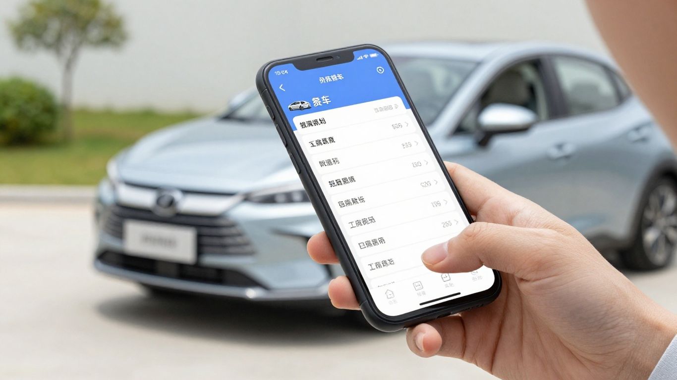 Nutzer vergleicht Fahrzeugangebote auf dem Smartphone