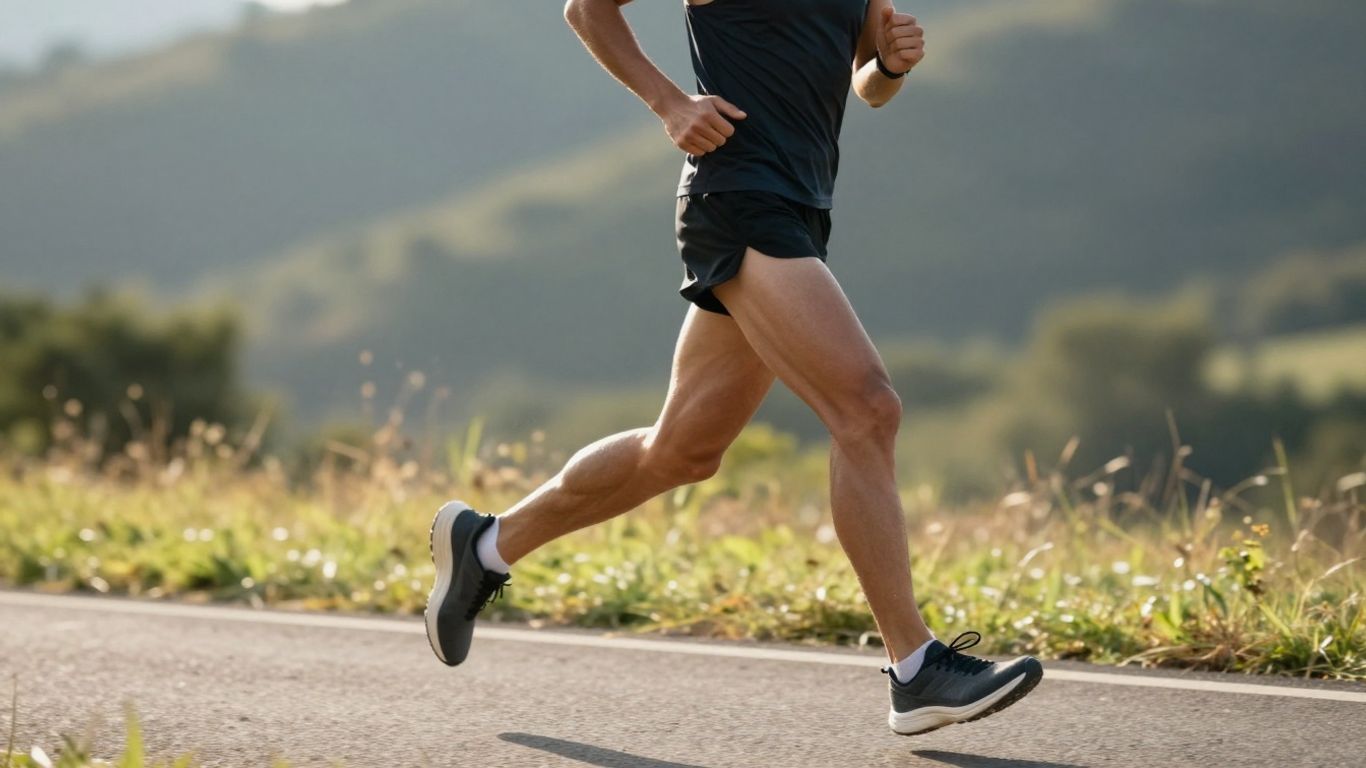 Runner in motion on a scenic path.