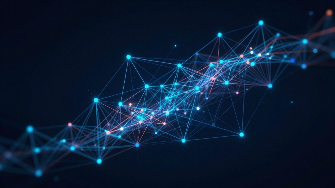 XRP Ledger network visualization with flowing digital streams.