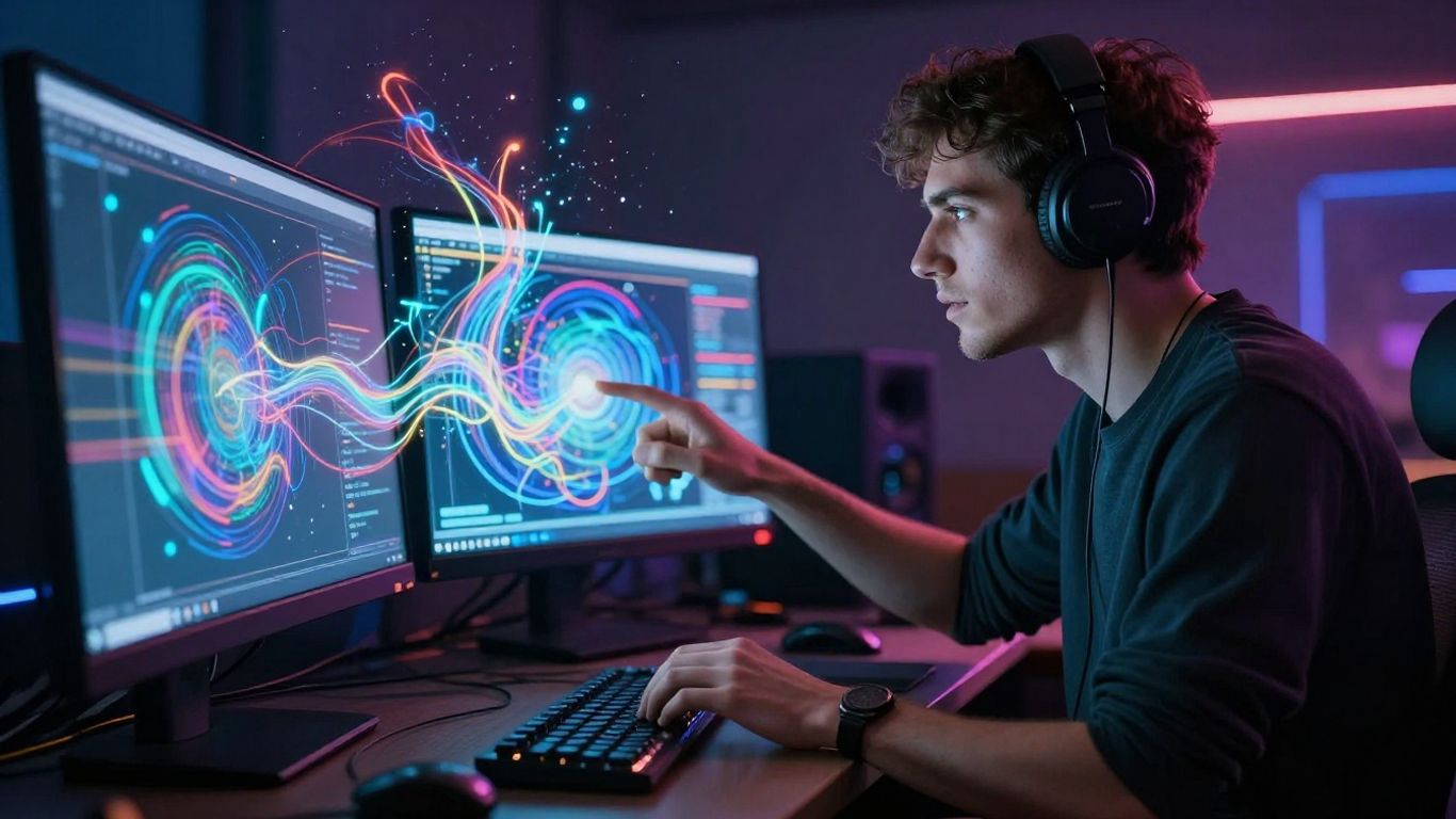 Musician with AI visualizations