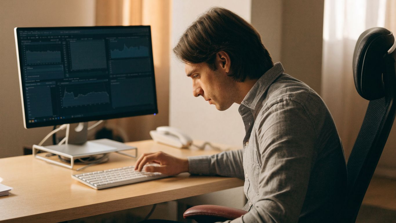 Photographic view of a trader preparing MT5 on a computer