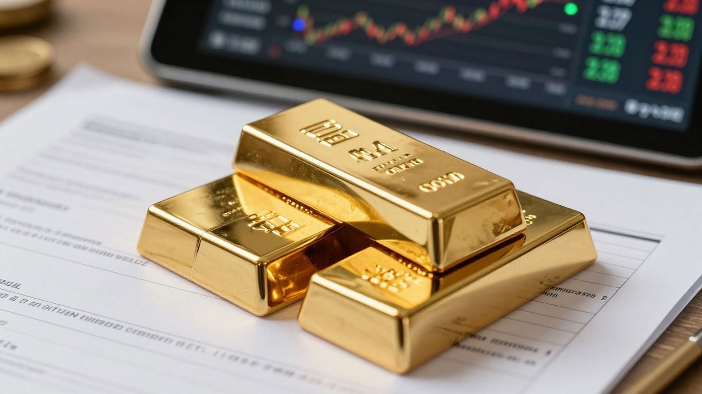 金條置於現代金融文件之上