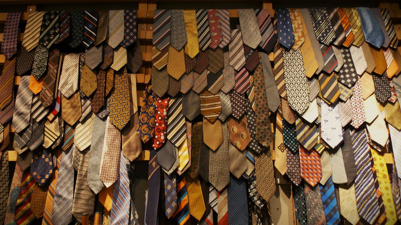 Silk ties arranged on tailoring table