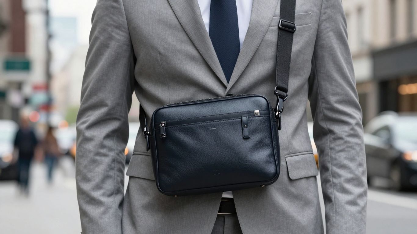 Man wearing a designer crossbody bag