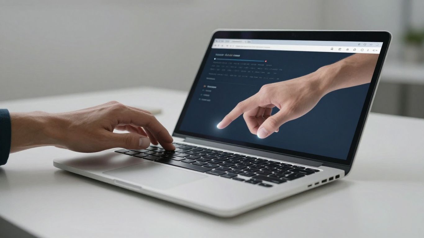 Automated review requests system interface on a laptop.