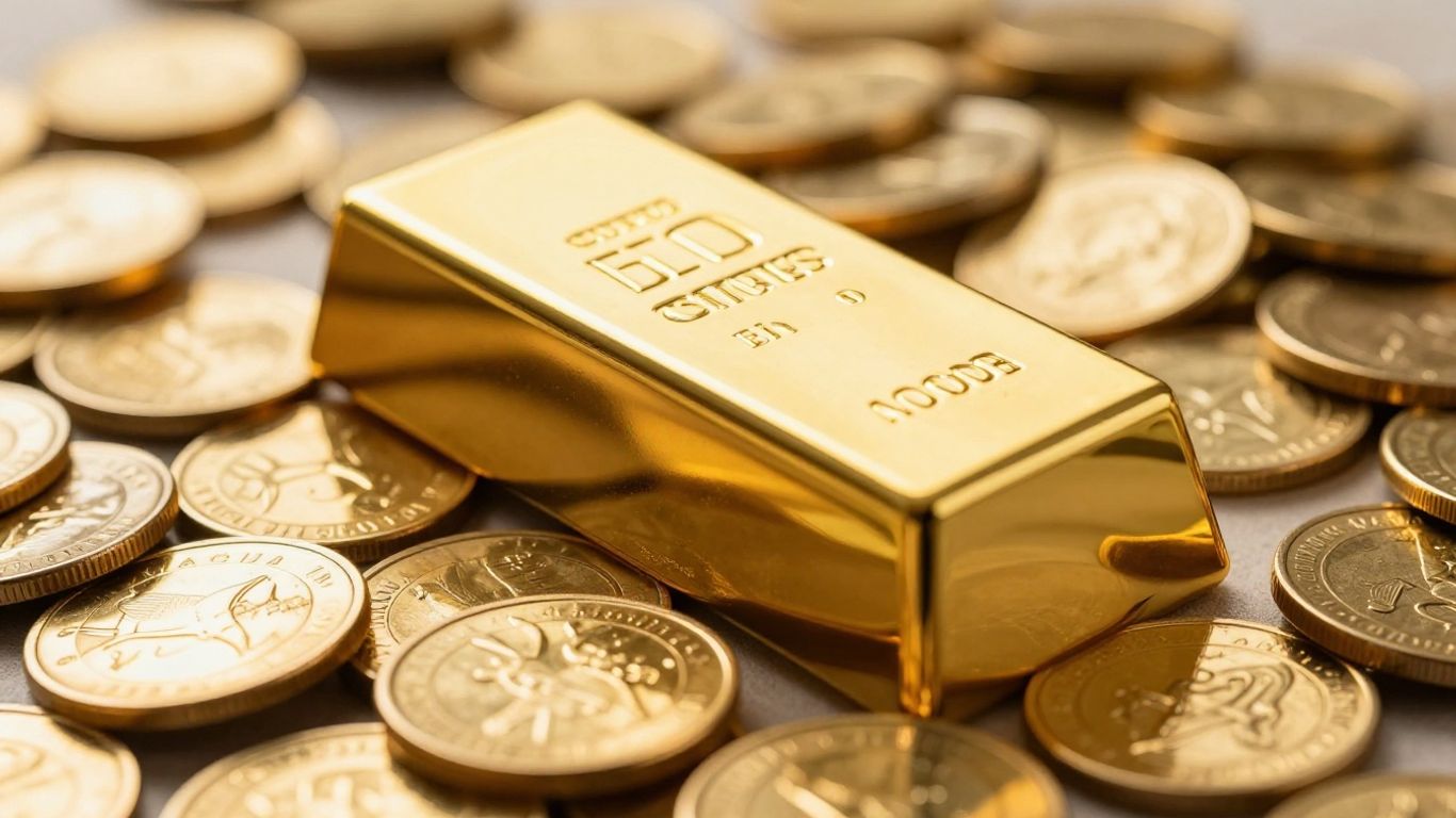 闪亮的金条和金币