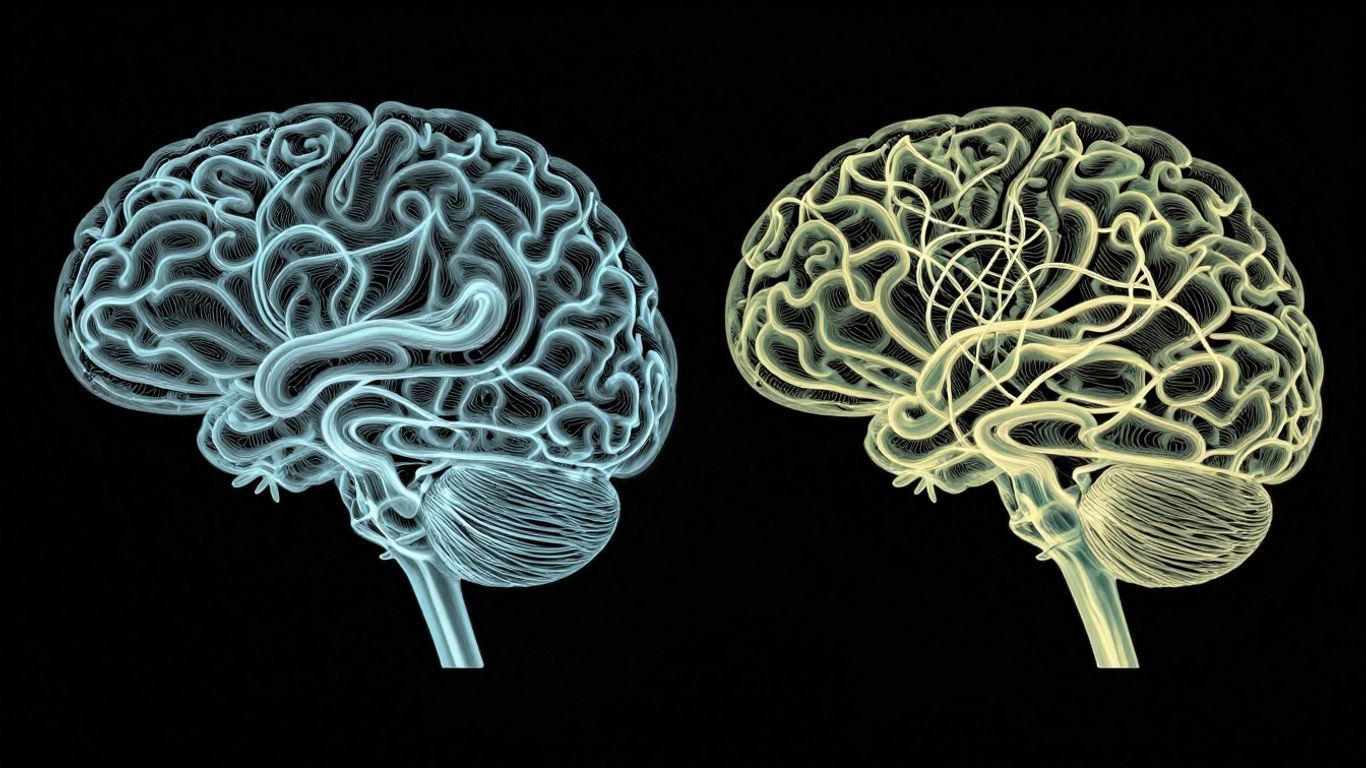 Brain activity patterns, calm vs. complex.