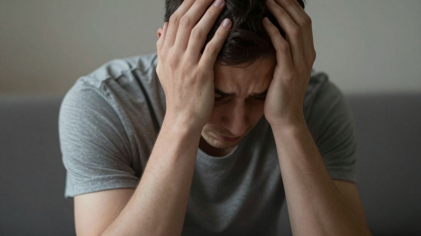Person experiencing anxiety, seeking relief.