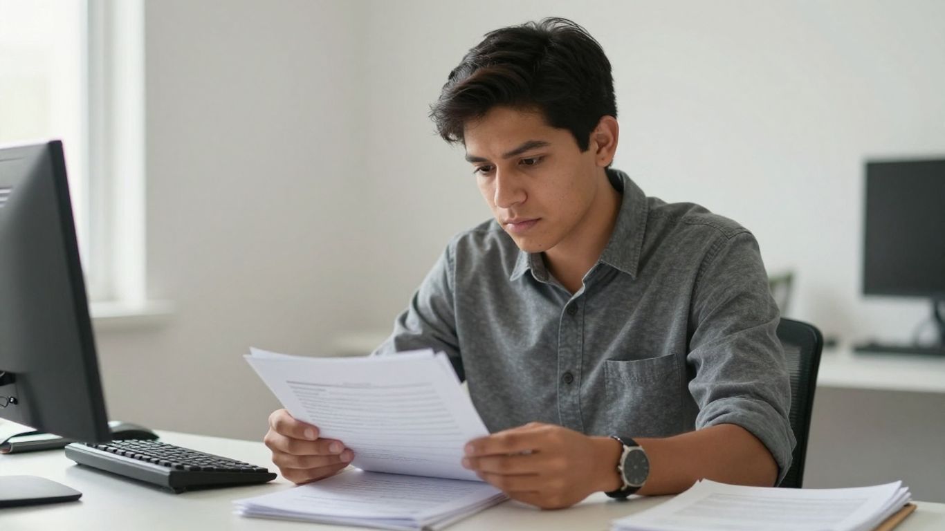 Persona revisando documentos legales migratorios