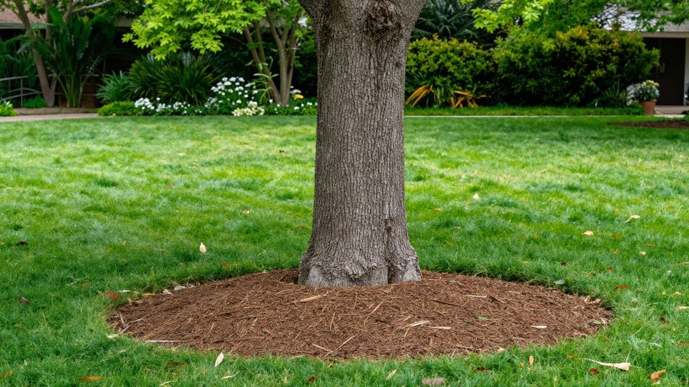 Well-mulched landscape area