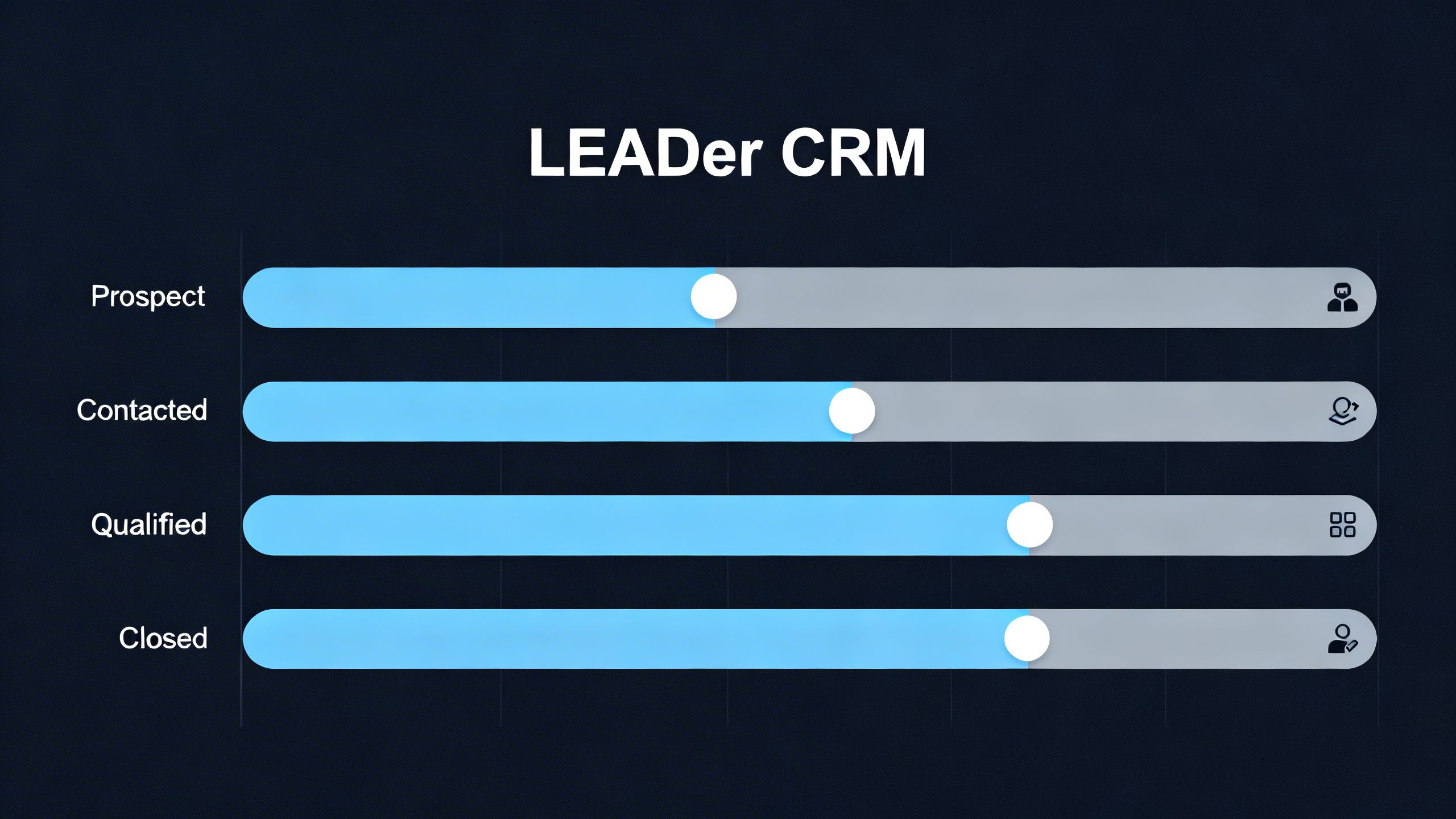 A clean and simple dashboard interface showing a sales pipeline, representing an easy-to-use CRM like LEADer.