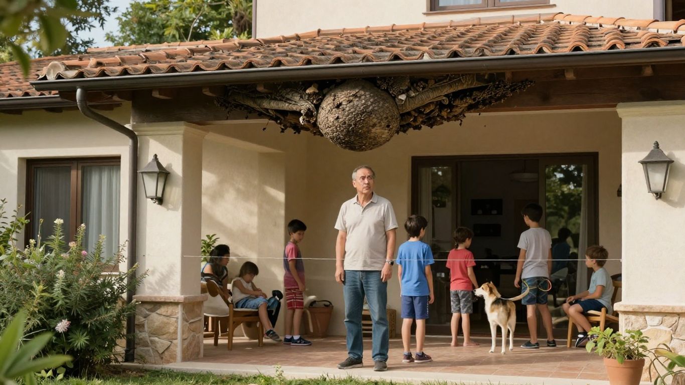 Nid de guêpes près d’une maison